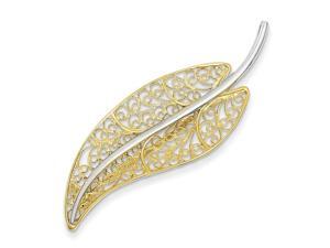 14k Two-tone Gold Filigree Leaf Pin 14k Two-tone Gold Filigree Leaf Pin