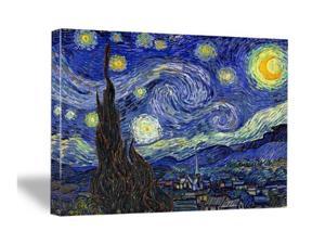 Wieco Art Canvas Prints for Van Gogh Paintings Artwork Starry Night Modern Wall Art for Home Decoration 12x16inch