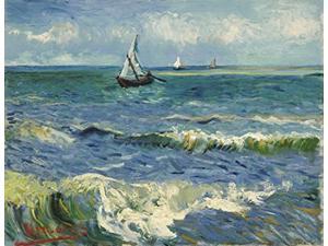 Wieco Art - Seascape at Saintes Maries by Vincent Van Gogh Oil Paintings Reproduction, Canvas Prints Giclee Artwork for Wall Decor Modern Canvas Wall Art for Home and office Decoration