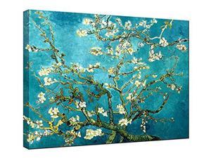 Wieco Art Canvas Print for Van Gogh Oil Paintings Almond Blossom Modern Wall Art for Home Décor 12x16inch