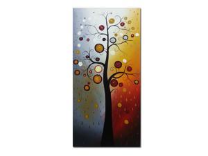 Wieco Art - Tree of Life Modern Abstract Artwork 100% Hand-painted Floral Oil Paintings on Stretched and Framed Canvas Wall Art for Home Decor 20x40inch