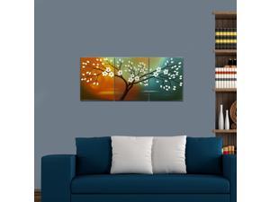 Wieco Art "Full Blossom" Hand-Painted Modern Framed Floral Oil Paintings on Canvas Wall Art