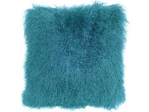 Mongolian Sheepskin Turquoise Blue Throw Pillow Mongolian Sheepskin Turquoise Blue Throw Pillow