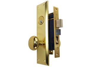 City Strength (Like Marks 91A/3) 87110L Polished Brass US3 Left Hand Heavy Duty Apartment Mortise Entry Lockset, swivel spindle with Screw on Knobs Surface Mounted Lock Set