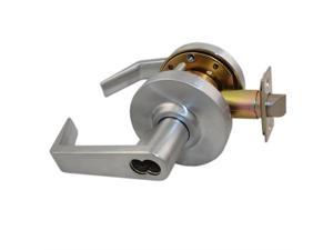 Maxtech LKLE13011C-US26D Satin Chrome US26D Entry Entrance Interchangable (IC) Core Grade 2 Commercial Cylindrical ADA Angled Lever Lockset (CORE SOLD SEPERATELY)