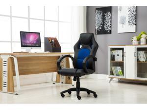 High back Leather Racing Car Style Gaming Executive Office Chair Metal Swivel Tilt - Blue High back Leather Racing Car Style Gaming Executive Office Chair Metal Swivel Tilt - Blue