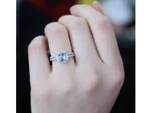 Beautiful 2-Ring -Set 7mm Round Cut Aquamarine Ring Diamonds14K White Gold Wedding Engagement Anniversary Ring Beautiful 2-Ring -Set 7mm Round Cut Aquamarine Ring Diamonds14K White Gold Wedding Engagement Anniversary Ring