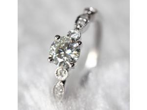 Hot Art Deco VS 5mm Moissanite Ring and Accent Diamonds 14K White Gold Engagement Ring/wedding band /moissanite ring/moissanite wedding ring