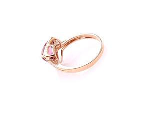 Trillion Cut 3.12ct Pink Tourmaline .32ct VS H Diamonds 14k Rose Gold Engagement Ring
