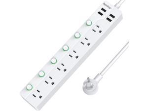 SUPERDANNY Sub-Control USB Surge Protector Power Strip Mountable 5ft Extension Cord Multiple Protection 6 Outlet 4 USB Port for iPhone iPad PC Home Office Travel Light White SUPERDANNY Sub-Control USB Surge Protector Power Strip Mountable 5ft Extension Cord Multiple Protection 6 Outlet 4 USB Port for iPhone iPad PC Home Office Travel Light White