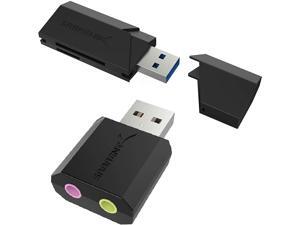 Sabrent SuperSpeed 2-Slot USB 3.0 Flash Memory Card Reader + USB External Stereo Sound Adapter for Windows and Mac. Sabrent SuperSpeed 2-Slot USB 3.0 Flash Memory Card Reader + USB External Stereo Sound Adapter for Windows and Mac.