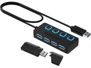 Sabrent SuperSpeed 2-Slot USB 3.0 Flash Memory Card Reader + 4-Port USB 3.0 Hub with Individual LED Power Switches Sabrent SuperSpeed 2-Slot USB 3.0 Flash Memory Card Reader + 4-Port USB 3.0 Hub with Individual LED Power Switches