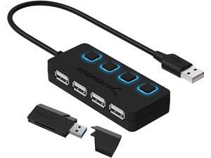 Sabrent SuperSpeed 2-Slot USB 3.0 Flash Memory Card Reader + 4-Port USB 2.0 Hub with Individual LED lit Power Switches Sabrent SuperSpeed 2-Slot USB 3.0 Flash Memory Card Reader + 4-Port USB 2.0 Hub with Individual LED lit Power Switches