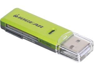 IOGEAR SD/MicroSD/MMC Card Reader/Writer, GFR204SD Green