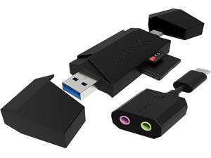 Sabrent USB Type-C External Stereo Sound Adapter for Windows and Mac.+ 2-Slot Type-C OTG and USB 3.0 Flash Memory Card Reader for Windows, Mac, Linux, and Certain Android Systems Sabrent USB Type-C External Stereo Sound Adapter for Windows and Mac.+ 2-Slot Type-C OTG and USB 3.0 Flash Memory Card Reader for Windows, Mac, Linux, and Certain Android Systems