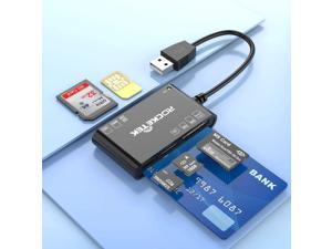 USB Smart Card Reader DOD Military Access CAC Card Reader ID Card/CAC/SD/Micro SD（TF）/SIM/MS/M2/MMC/IC Bank Card Reader, USB Multi Port ID Card Reader Compatible with Windows, Linux/Unix, MacOS X