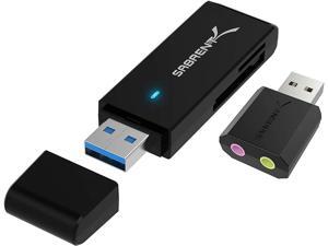 Sabrent USB 3.0 Micro SD and SD Card Reader + USB External Stereo Sound Adapter for Windows and Mac. Sabrent USB 3.0 Micro SD and SD Card Reader + USB External Stereo Sound Adapter for Windows and Mac.