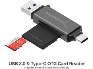 Sabrent USB 3.0 and USB Type-C OTG Card Reader + 4-Port USB-C to USB 3.0 Mini Portable Hub Sabrent USB 3.0 and USB Type-C OTG Card Reader + 4-Port USB-C to USB 3.0 Mini Portable Hub