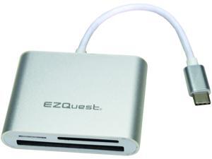 EZQuest USB-C Card Reader, Aluminum, Simultaneous Read and Write, for MacBook, MacBook Pro, MacBook Air, and Other Devices with USB-C Ports EZQuest USB-C Card Reader, Aluminum, Simultaneous Read and Write, for MacBook, MacBook Pro, MacBook Air, and Other Devices with USB-C Ports