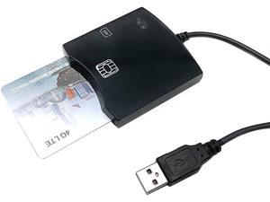EMV SIM eID Smart Chip Card Reader Writer Programmer #N68 DOD Military USB Common Access CAC Smart Card Reader + SDK Kit, Compatible Windows (Black)