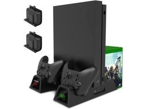 Cooling Stand for Xbox Onefor Xbox One Sfor Xbox One X Console and Controllers Vertical Charging Stand Accessories with 2 Cooling Fans600 mAh BatteriesLED Indicators and Games Storage