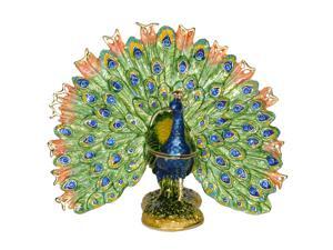 Green Fanned Peacock Trinket Jewelry Box Peacock Decoration Miniature Novelty Gifts Green Fanned Peacock Trinket Jewelry Box Peacock Decoration Miniature Novelty Gifts