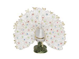 White Fanned Peacock Trinket Jewelry Box Peacock Decoration Miniature Novelty Gifts White Fanned Peacock Trinket Jewelry Box Peacock Decoration Miniature Novelty Gifts