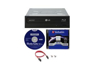 LG WH16NS40K 16X Blu-ray BDXL M-DISC DVD CD Internal Writer Drive Bundle with Free 25GB Verbatim M-Disc BD-R + Cyberlink Media Suite 10 + SATA Cable
