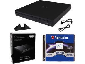 Pioneer BDR-XS07UHD Portable 6X Ultra HD 4K Blu-ray Burner External Drive Bundle with Cyberlink Software Download Installation Code, 50GB M-DISC BD-R DL and USB Cable - Burns CD DVD BD DL BDXL Discs