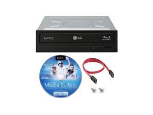 LG WH16NS46 16X Blu-ray BDXL M-DISC DVD CD Internal Writer Drive Bundle with Free CyberLink Burning Software, SATA Cable & Mounting Screws