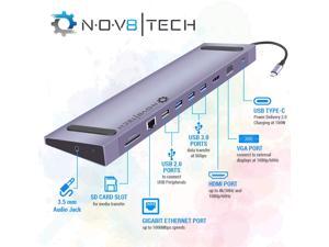 NOV8Tech USB C Hub Laptop Dock Stand 11-in-1 Ethernet 3.5mm Audio, SD/Micro SD 3X USB 3.0 1x USB 2.0 HDMI VGA & 100W PD USB C 3.1 (11in1 Dock for All USB C Devices - Space Gray) NOV8Tech USB C Hub Laptop Dock Stand 11-in-1 Ethernet 3.5mm Audio, SD/Micro SD 3X USB 3.0 1x USB 2.0 HDMI VGA & 100W PD USB C 3.1 (11in1 Dock for All USB C Devices - Space Gray)