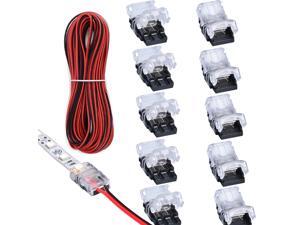 SUPERNIGHT 10 Pack 2 Pin LED Connector for Non-Waterproof 8mm 3528 2835 LED Strip Lights, Strip to Wire Quick Connection Without Stripping, Include Listed 16.4ft 22 Gauge 2 Conductor Extension Cable SUPERNIGHT 10 Pack 2 Pin LED Connector for Non-Waterproof 8mm 3528 2835 LED Strip Lights, Strip to Wire Quick Connection Without Stripping, Include Listed 16.4ft 22 Gauge 2 Conductor Extension Cable