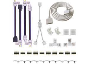 SUPERNIGHT 10mm 5050 RGBW LED Connector Kit Include 9.8FT Extension Cable, Strip to Strip Jumper, Strip to Power Jumper, 2 Way Splitter, L Shape Connector, Gapless Connectors SUPERNIGHT 10mm 5050 RGBW LED Connector Kit Include 9.8FT Extension Cable, Strip to Strip Jumper, Strip to Power Jumper, 2 Way Splitter, L Shape Connector, Gapless Connectors