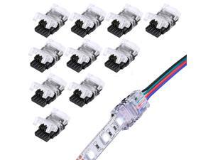 SUPERNIGHT 10 Pack 4 Pin LED Connector for Waterproof 10mm RGB 5050 5630 LED Strip Lights, Strip to Wire Quick Connection Without Stripping Wire SUPERNIGHT 10 Pack 4 Pin LED Connector for Waterproof 10mm RGB 5050 5630 LED Strip Lights, Strip to Wire Quick Connection Without Stripping Wire