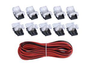 SUPERNIGHT 10 Pack 2 Pin LED Connector for Waterproof 10mm 5050 5630 LED Strip Lights, Strip to Wire Quick Connection Without Stripping, Include UL Listed 16.4ft 22 Gauge 2 Conductor Extension Cable SUPERNIGHT 10 Pack 2 Pin LED Connector for Waterproof 10mm 5050 5630 LED Strip Lights, Strip to Wire Quick Connection Without Stripping, Include UL Listed 16.4ft 22 Gauge 2 Conductor Extension Cable