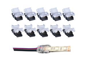 SUPERNIGHT 10 Pack 4 Pin LED Connector for Non-Waterproof 10mm RGB 5050 5630 LED Strip Lights, Strip to Wire Quick Connection Without Stripping Wire SUPERNIGHT 10 Pack 4 Pin LED Connector for Non-Waterproof 10mm RGB 5050 5630 LED Strip Lights, Strip to Wire Quick Connection Without Stripping Wire