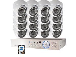 Evertech 16 Channel Surveillance System w/ 2TB Hard Drive and 1080p Indoor/Outdoor fixed lens Dome Security Cameras