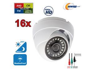 Evertech 1080p HD CCTV Security Camera 4in1 TVI/AHD/CVI/Analog Outdoor/Indoor Day Night Vision Weatherproof Surveillance Camera 3.6mm Wide Angle Fixed Lens (Pack of 16)