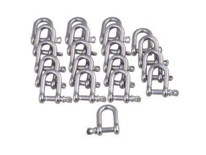 20 Pieces 35x32mm Silver 304 Stainless Steel M6 D Shackle Rigging Tool 