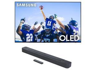 Samsung QN55S90CAFXZA 55 Inch 4K OLED Smart TV with AI Upscaling with a JBL BAR300 50ch Soundbar with MultiBeam Sound and Dolby Atmos 2023