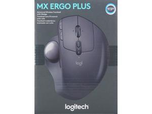 Refurbished Logitech MX Ergo Wireless Trackball Mouse Adjustable Ergonomic Design Control and Move TextImagesFiles Between 2 Windows and Apple Mac Computers Bluetooth or USB Rechargeable Graphite  Black