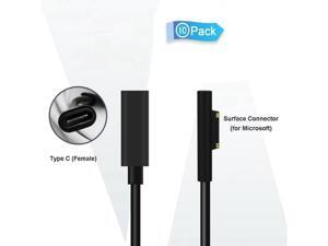 (10-Pack) USB-C Female Surface Charger Cable Power Cable for Microsoft Surface Pro 7/6/5/4/3 Surface Book 1/2