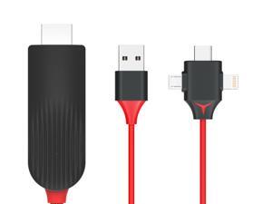 6.6ft 3 in 1 Micro USB Type C Lightning To HDMI Adapter Cable for IPhone X 6 7 8 IPad Samsung S8 S9 IOS Android Phone To TV HDTV 6.6ft 3 in 1 Micro USB Type C Lightning To HDMI Adapter Cable for IPhone X 6 7 8 IPad Samsung S8 S9 IOS Android Phone To TV HDTV