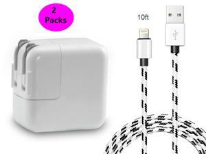 2 packs iPad iPhone Charger, 12W 2.4A USB Wall Charger Foldable Portable Travel Plug with 10FT Braided Lightning Cable for iPhone 11 XR XS X 8 8Plus 7 7Plus 6s 6sPlus 6 6Plus, iPad 4 Mini Air Pro iPod 2 packs iPad iPhone Charger, 12W 2.4A USB Wall Charger Foldable Portable Travel Plug with 10FT Braided Lightning Cable for iPhone 11 XR XS X 8 8Plus 7 7Plus 6s 6sPlus 6 6Plus, iPad 4 Mini Air Pro iPod