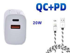 iPhone Charger, Lightning Cable 10FT Fast Charging Data Sync Transfer Cord with 2 Port 20W USB Plug Wall Charger Travel Adapter Compatible with iPhone 12 12 pro 11 Pro Max XS XR X 8 7 Plus 6S for iPad