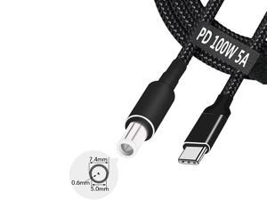 USB C to 7.4mm Laptop Charging Cable Adapter Male Type C to DC 7.4 x 5.0mm Converter Braided 6ft Fast 100W PD Power Charger Supply Cord for Latitude E6420 XPS 14 14R 15 15R 5521 17 17R Inspiron Dell