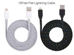 iPhone 12, 12 pro, 12 max pro, 11, 11 pro, 11 max pro, XR, X, 8, 8 PLUS ,7,7 Plus Charger - 10ft, White, Noodle Lightning Cable - Strong Long Braided USB Data Cord - Flat Charging/Sync Wire cable iPhone 12, 12 pro, 12 max pro, 11, 11 pro, 11 max pro, XR, X, 8, 8 PLUS ,7,7 Plus Charger - 10ft, White, Noodle Lightning Cable - Strong Long Braided USB Data Cord - Flat Charging/Sync Wire cable