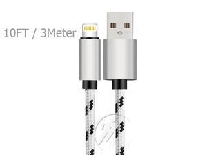 For iPhone 7 7Plus Charger Cable - 3M Nylon Braided Lightning to USB Charging Data Cable for 7/7 Plus/6/6S/6S Plus, SE/5S/5, iPad, iPod Nano 7 (White) For iPhone 7 7Plus Charger Cable - 3M Nylon Braided Lightning to USB Charging Data Cable for 7/7 Plus/6/6S/6S Plus, SE/5S/5, iPad, iPod Nano 7 (White)