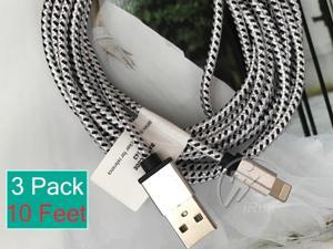 Lightning Cable, 3Pack 10ft iPhone Charger Extra Long Nylon Braided Lightning 8pin to USB Charge Data Cord for iPhone 12, 12 PRO, 12 MAX PRO, 11, 7/7 Plus 6s/6s Plus/6/6 Plus/5s/5, iPad and More WHITE Lightning Cable, 3Pack 10ft iPhone Charger Extra Long Nylon Braided Lightning 8pin to USB Charge Data Cord for iPhone 12, 12 PRO, 12 MAX PRO, 11, 7/7 Plus 6s/6s Plus/6/6 Plus/5s/5, iPad and More WHITE