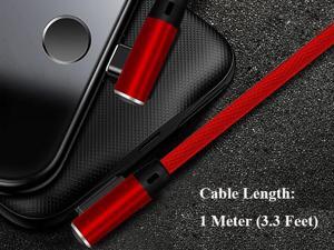 iPhone Charging Cable, 3.3Ft Angled Mobile Gaming Charger Cable2.4A Fast Speed Data Sync Charging Cord USB Cable Compatible with iPhone XS/Max/XR/8/Plus/7//6/6S/Plus, iPad and More (Red) iPhone Charging Cable, 3.3Ft Angled Mobile Gaming Charger Cable2.4A Fast Speed Data Sync Charging Cord USB Cable Compatible with iPhone XS/Max/XR/8/Plus/7//6/6S/Plus, iPad and More (Red)